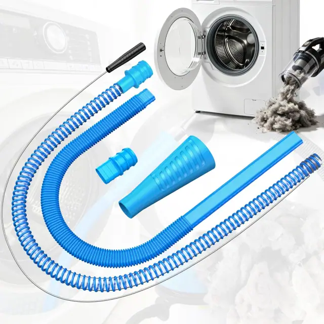 Two blue Sealegend dryer lint vacuum attachment hoses