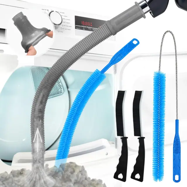 Gray and blue Sealegend five-pack dryer vent cleaner kit with hose and brush